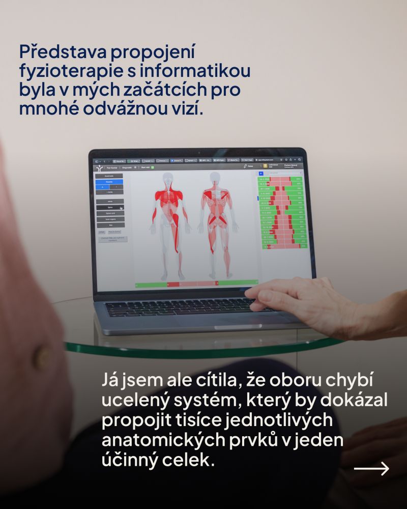 Snímek 2 karuselu LinkedIn příspěvku: Před 35 lety znělo spojení fyzioterapie a informatiky skoro jako sci-fi.