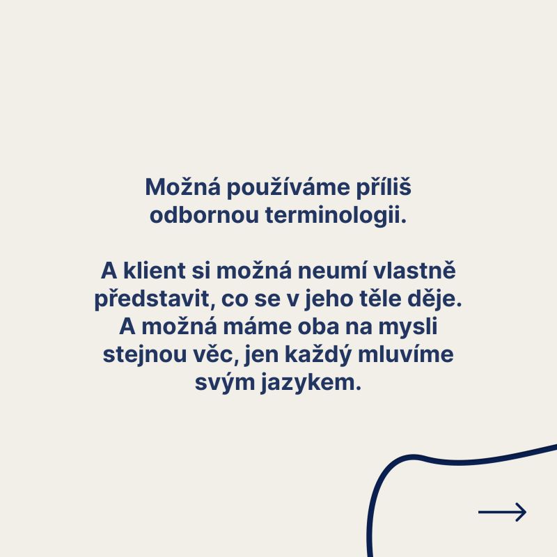 Snímek 3 karuselu LinkedIn příspěvku: Jak podle vás nejlépe překlenout komunikační bariéru mezi terapeutem a klientem?